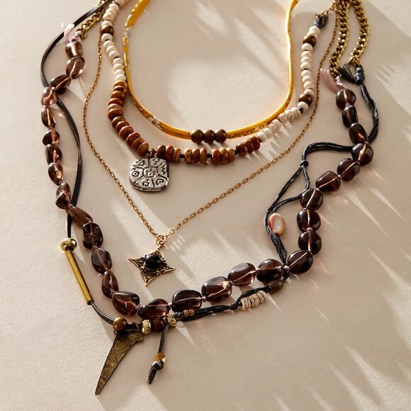 FREE PEOPLE x Ariana Ost Wavey Baby Layered Necklace In Natural NWT - Picture 1 of 6
